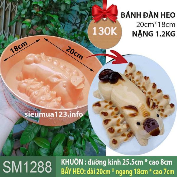 Khuôn nhựa đàn heo 1,2kg đường kính 20cm gồm 1 đàn heo làm bánh nướng trung thu siêu nặng 1,2kg ( SM1288 )