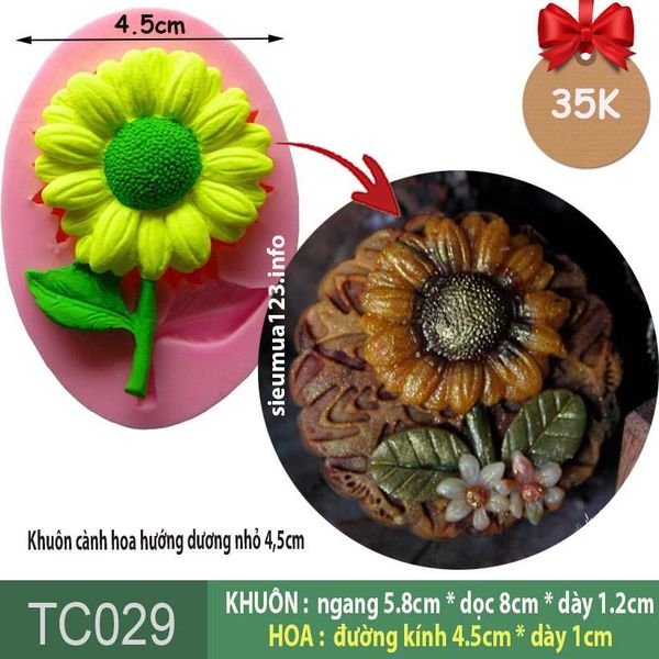 Khuôn silicon làm bánh trung thu hoa hướng dương nhỏ 4,5cm ( TC029 )