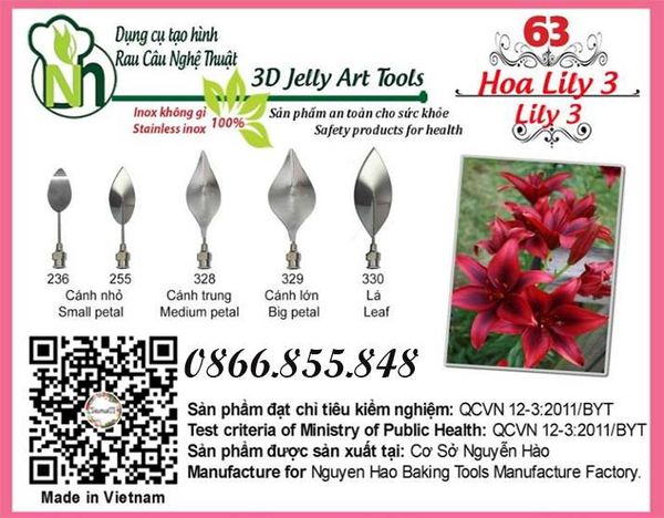 Bộ kim làm rau câu 3d hoa lily 3 ( set 63 )