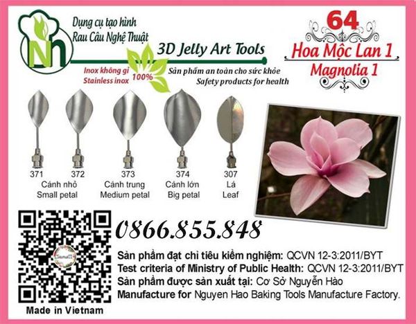 Bộ kim làm rau câu 3d hoa mộc lan 1 ( set 64 )