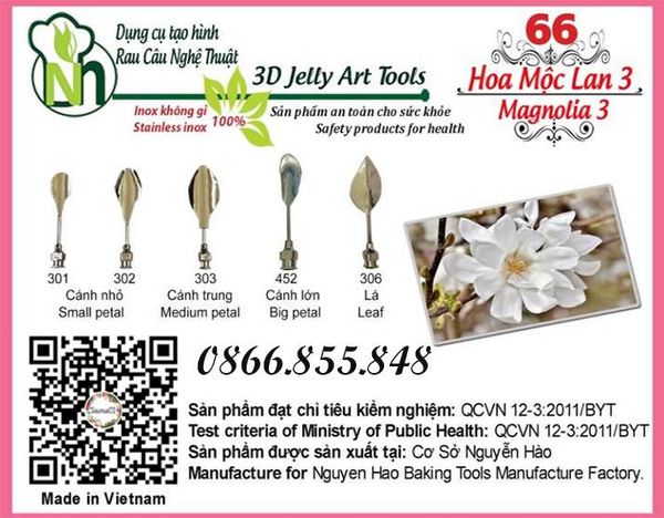 Bộ kim làm rau câu 3d hoa mộc lan 3 ( set 66 )