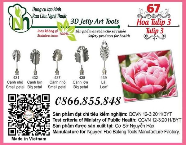 Bộ kim làm rau câu 3d hoa tulip 3 ( set 67 )