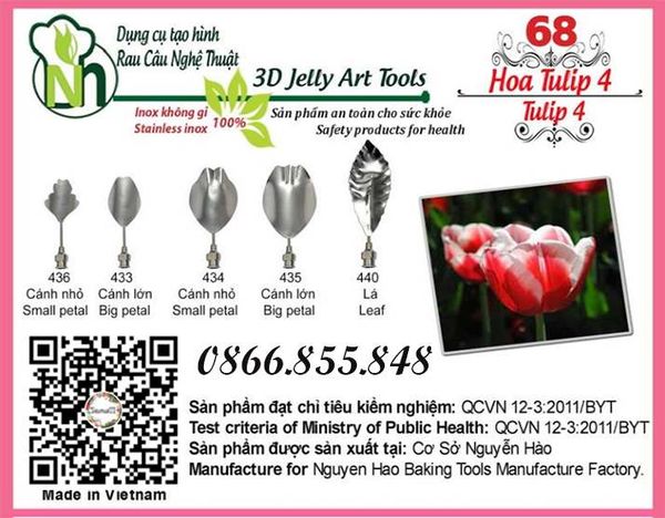 Bộ kim làm rau câu 3d hoa tulip 4 ( set 68 )