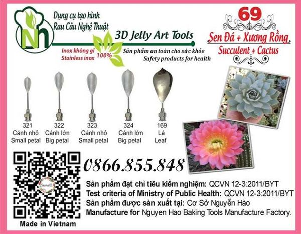 Bộ kim làm rau câu 3d hoa sen đá xương rồng ( set 69 )