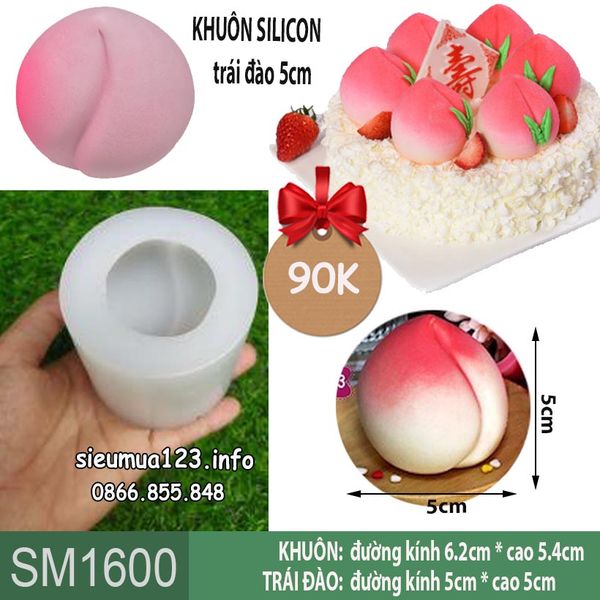 Khuôn silicon trái đào trắng 5cm ( SM1600 )