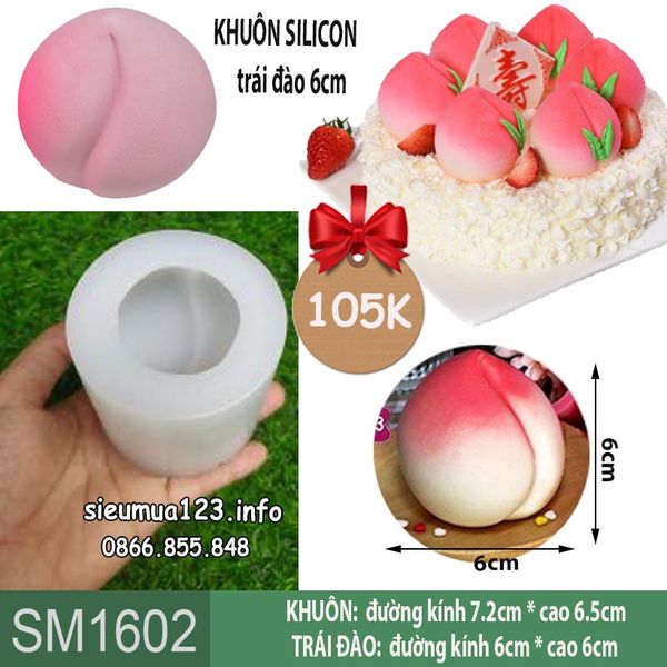 Khuôn silicon trái đào trắng 6cm ( SM1602 )