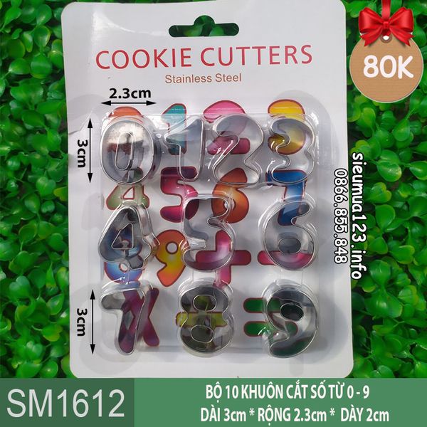 Bộ 10 khuôn cắt số inox size 3cm ( SM1612 ) numbers cookie cutters set