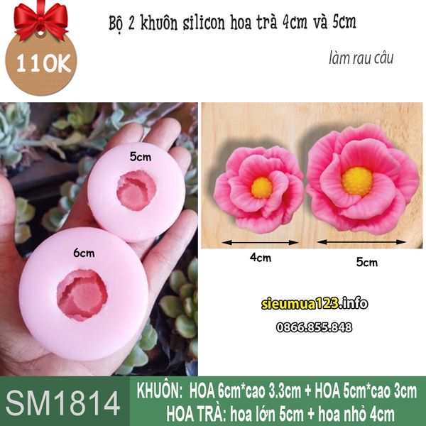 Bộ 2 khuôn silicon hoa trà 4cm và 5cm ( SM1814 ) HANA791 mẫu 2024