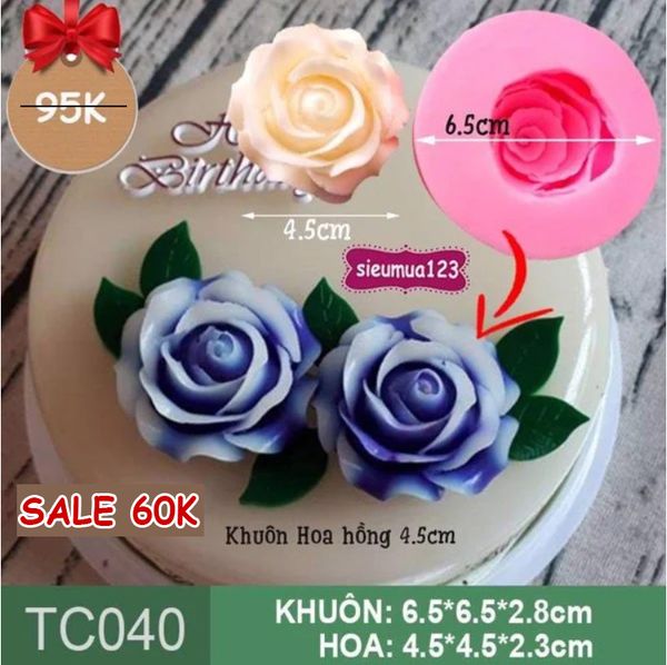 Khuôn silicon Hoa Hồng Cánh Mỏng 4,5cm ( TC040 )