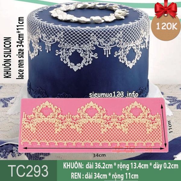 Khuôn silicon lace ren cong Style 16 Size 34cm*11cm ( TC293 )