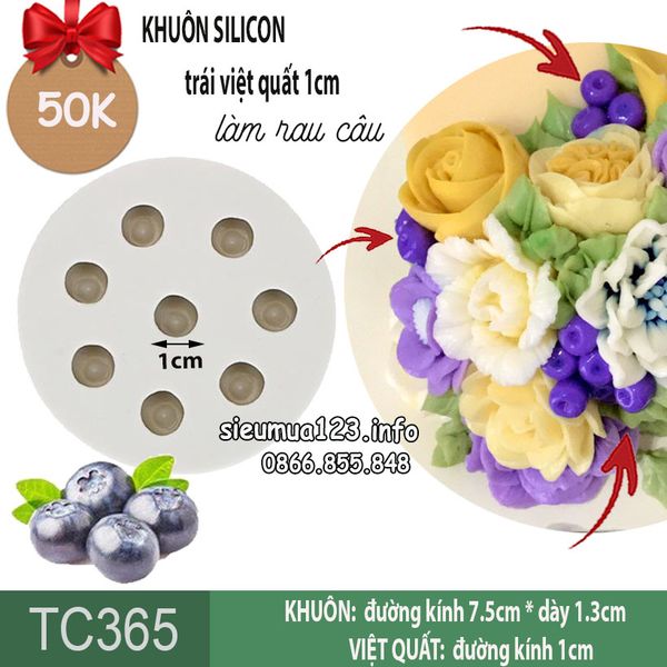 Khuôn silicon làm rau câu trái việt quất 1cm ( TC365 )