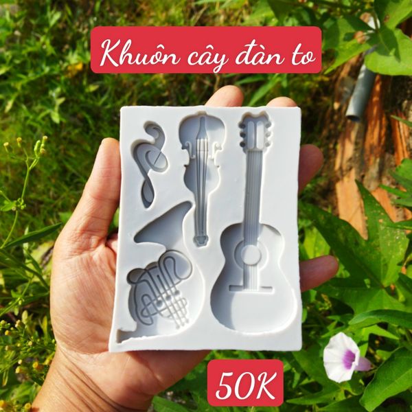 Khuôn silicon cây đàn 10cm & nốt nhạc 4cm ( SM1726 )