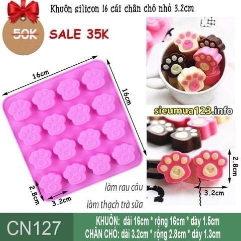 Khuôn silicon 16 cái chân mèo nhỏ 3.2cm  ( CN127 ) mẫu 2024