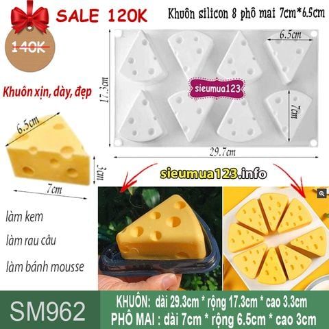 Khuôn mousse silicon 8 miếng phô mai 7cm ( SM962 ) mẫu 2024