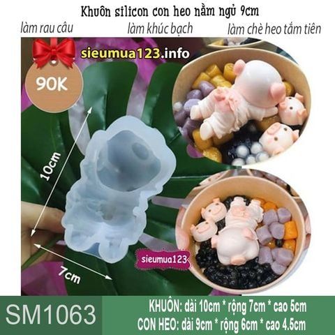 Khuôn silicon con heo nằm tắm tiên 9cm ( SM1063 ) mẫu 2024