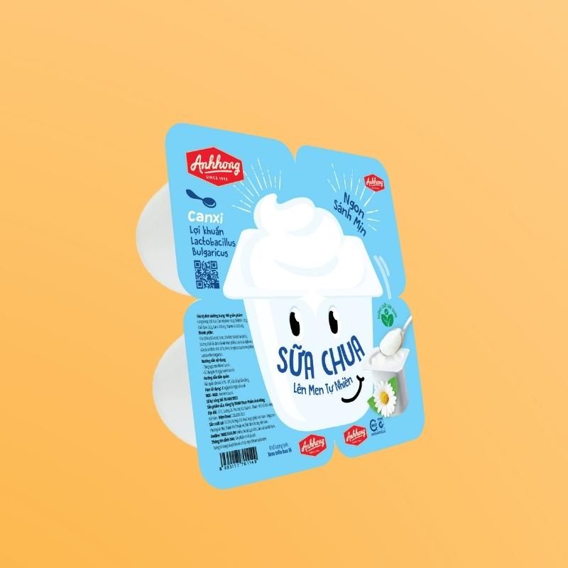 Sữa chua trắng Ánh Hồng lên men tự nhiên - Lốc 4 hộp x 90g