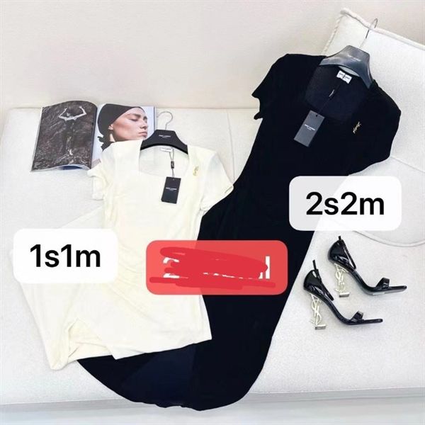 Váy YSL ngắn tay body vạt chéo kèm tag (*)