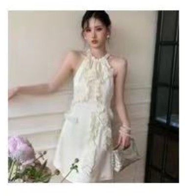 Váy yếm lụa buộc dây bèo chéo (LL8693)