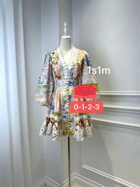 Váy Zim dài tay ht màu sắc phối viền ren (*)
