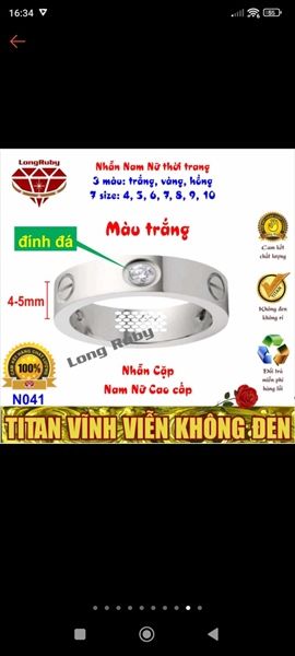 nhẫn cartie bạc đính đá