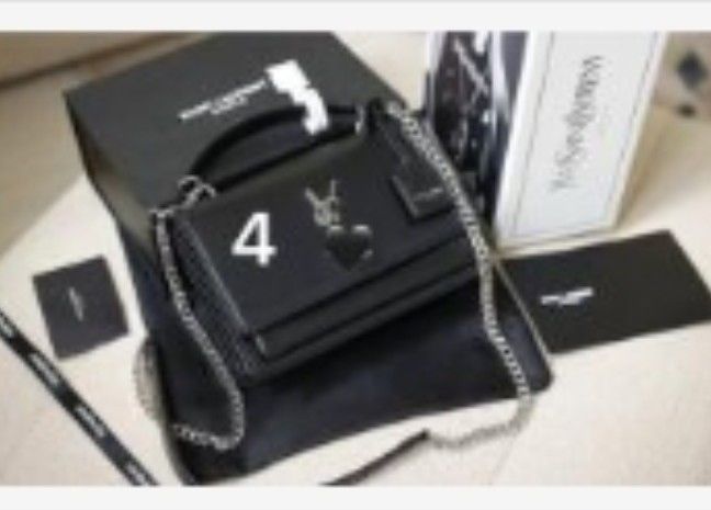 Túi xách YSL logo bạc - Sz 25