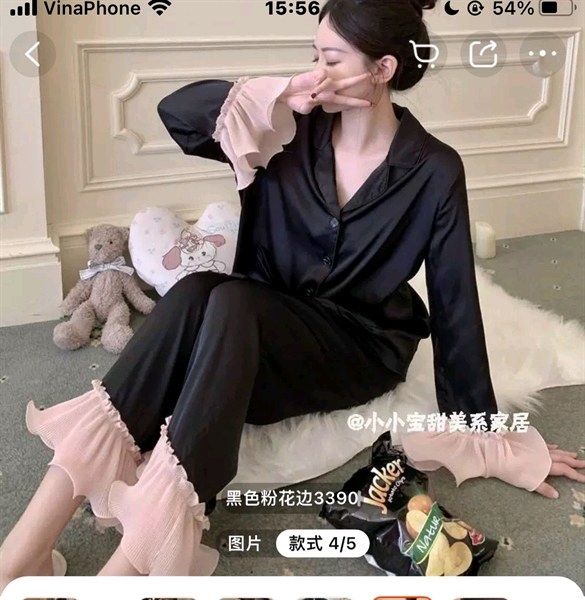 Set pzm lụa dài phối voan bèo hồng