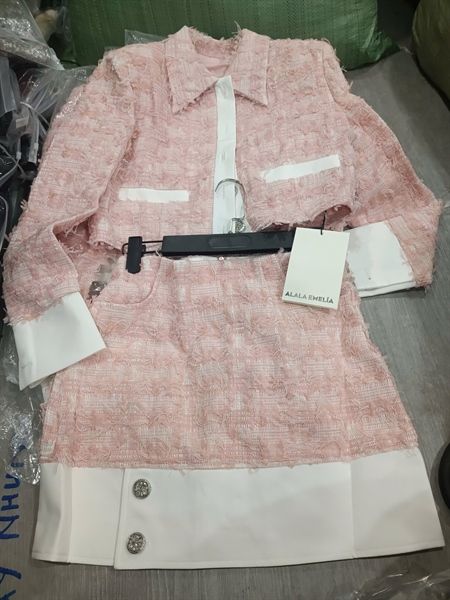 Set Alala dạ tweed ak có cổ cvn phối trắng
