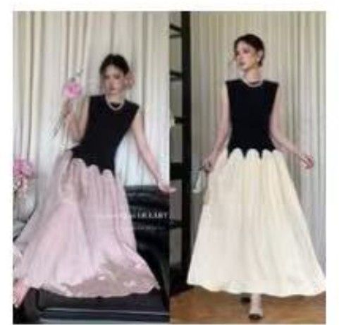 Váy khoét nách phối lụa (LL8707)