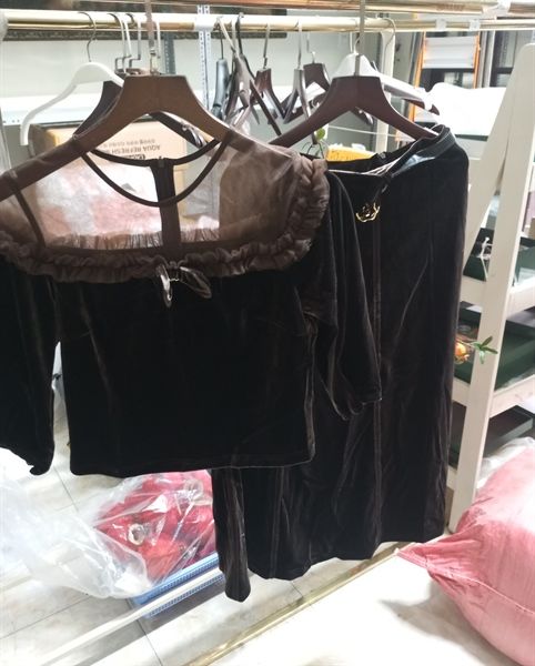 Set nhung adt voan bèo nơ cvd kèm belt