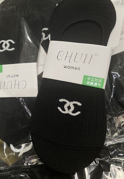 Tất len C nửa bàn logo trắng