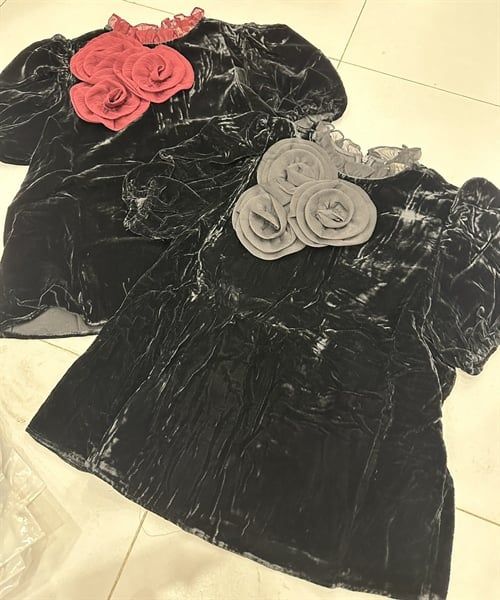 ANTN nhung cổ bèo voan đính hoa