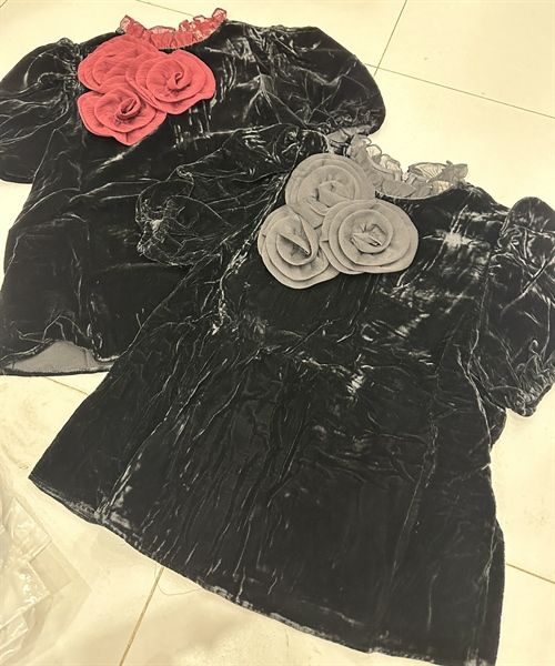 ANTN nhung cổ bèo voan đính hoa