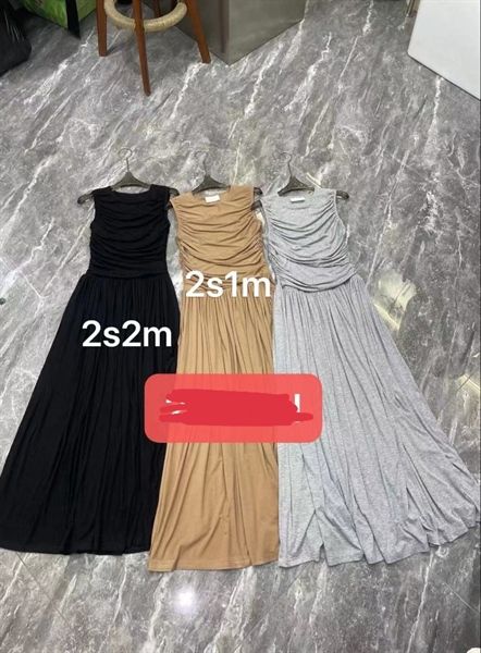 Váy khoét nách cotton xếp li (*)