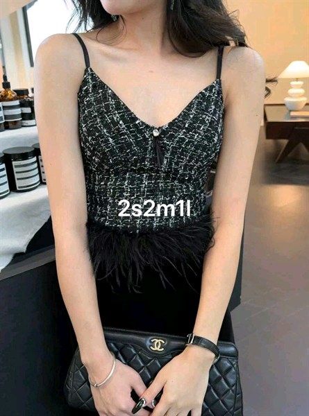 Áo bra dạ vân mix lông