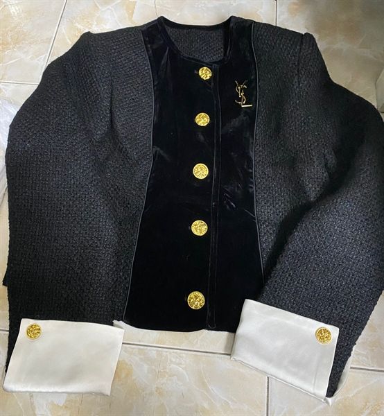 AKN dạ YSL phối nhung tay gập kèm tag
