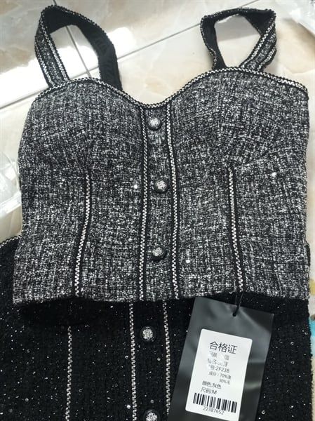 Áo bra dạ cúp lưng chun cườm dọc cúc (2F238)