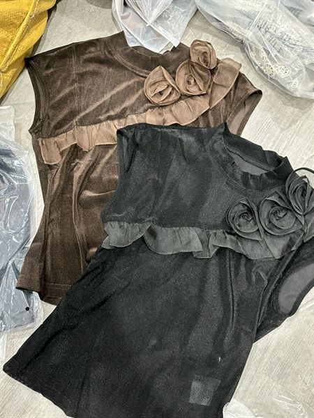 ANTN nhung lưới đính hoa vai bèo chéo