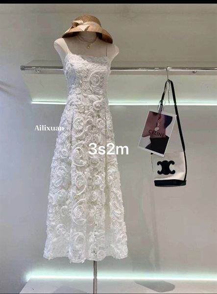 Váy ren 2 dây lưng chun hoa nổi (*)