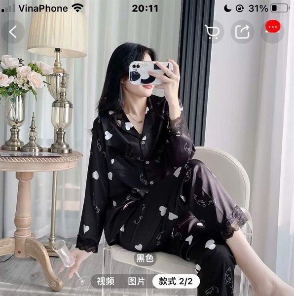 Set pzm lụa viền ren ht trái tim
