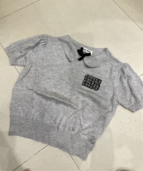 ANTN Miu len polo đính nơ tag cườm