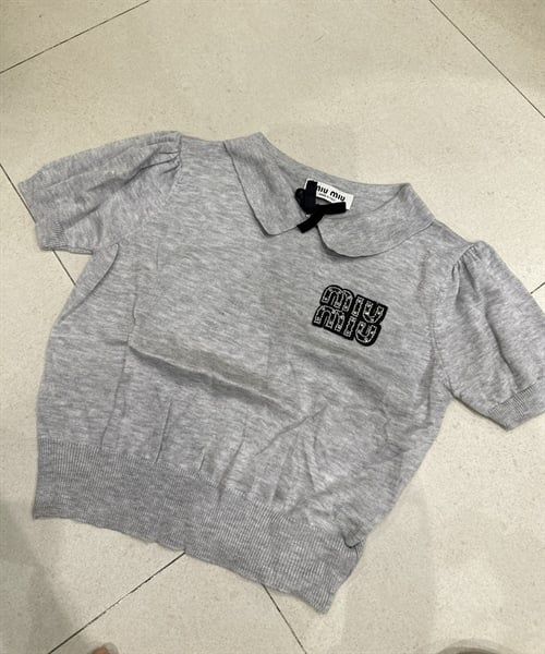ANTN Miu len polo đính nơ tag cườm