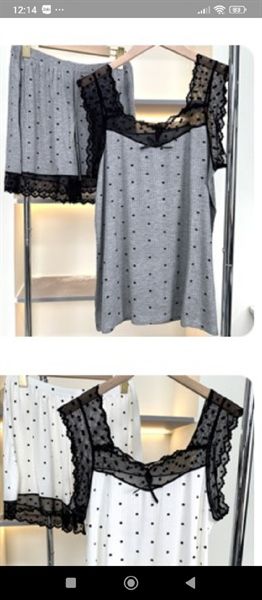 Set pzm.đùi cotton chấm bi phối ren (820)