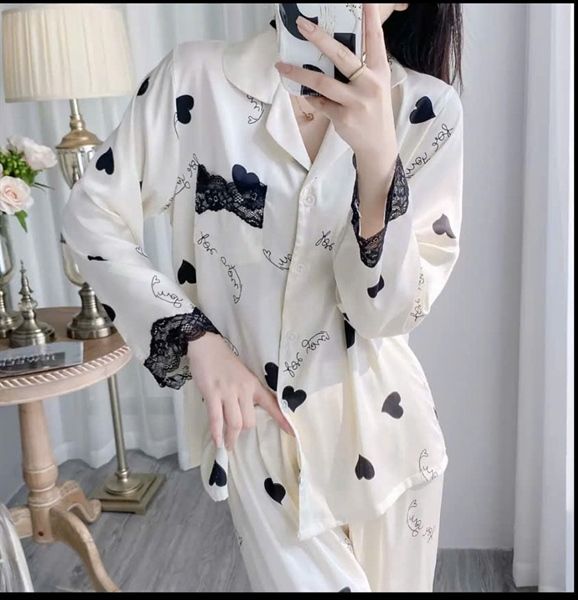 Set pzm lụa viền ren ht trái tim