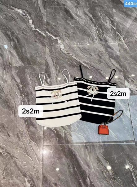 Áo 2 dây C kẻ viền đá ngọc (*)