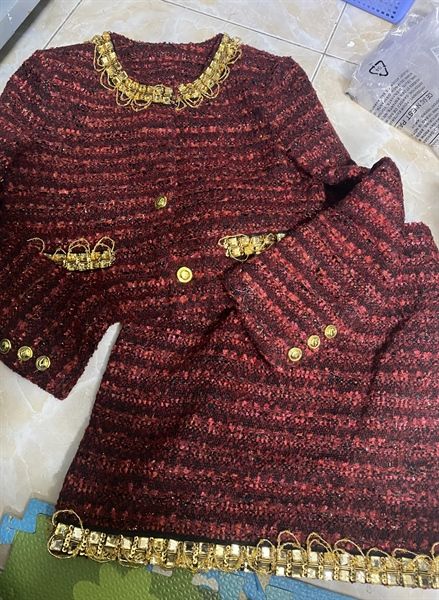 Set dạ ak cvn viền đá vàng tua rua