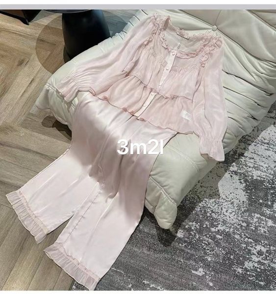 Set pzm lụa dài phối ren gấu béo (3523)