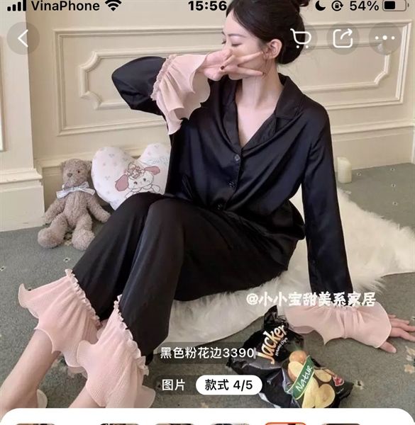Set pzm lụa dài phối voan bèo hồng