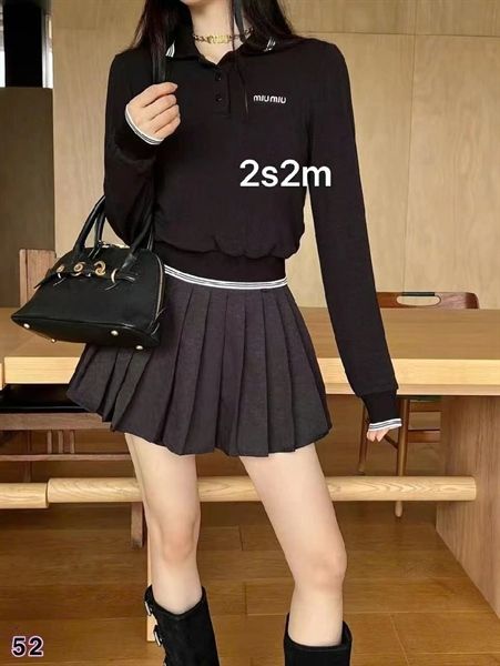 ADTN Miu cotton polo viền cổ bo gấu