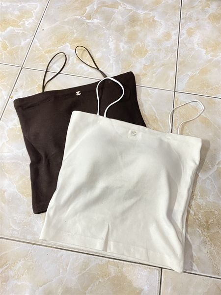 Áo bra len C đính logo ngực