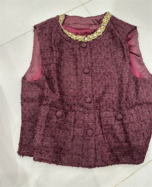 AKNN dạ kim tuyến cổ viền đá vàng